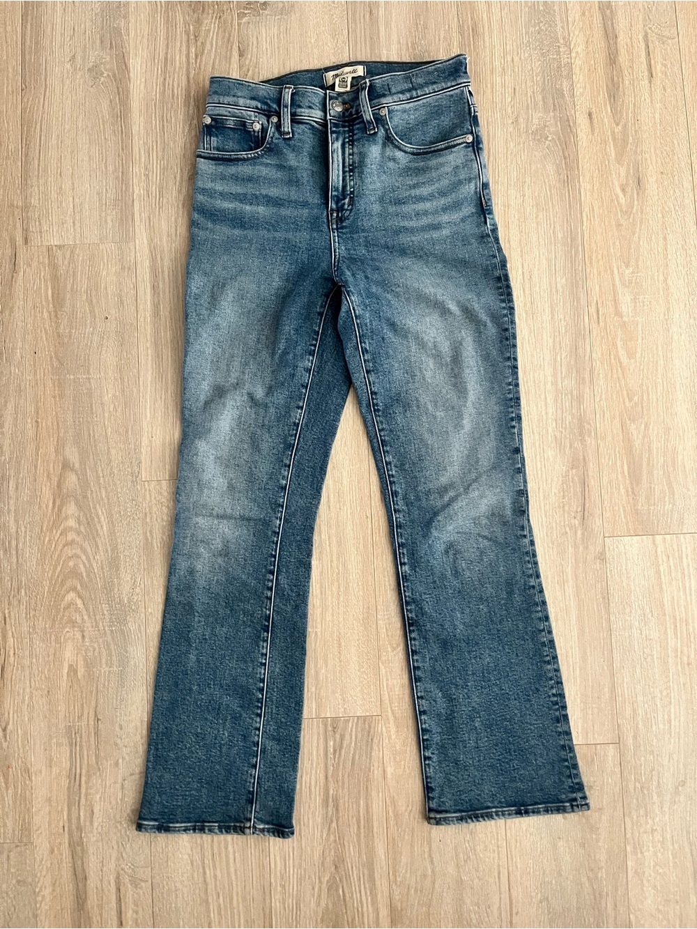 Madewell Women’s Tall Kick Out Crop Jeans Oneida Wash Super Stretch - Size 27T - Picture 2 of 10